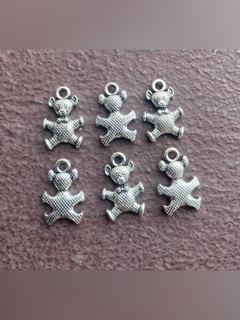 6 Piece Tibetan Silver Teddy Bear Charms / Pendants for DIY Jewelry Making